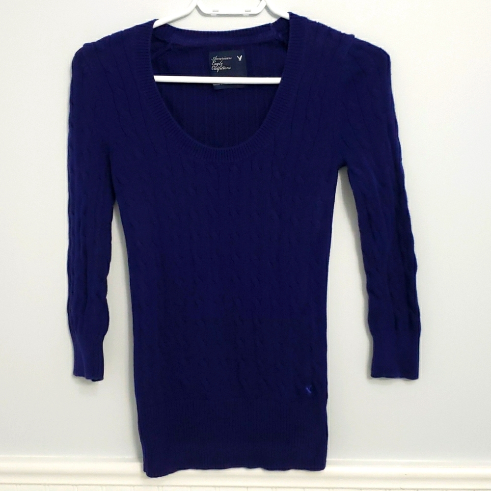 AE Royal Blue Cable Knit Sweater